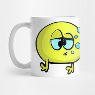 emoji that has sunk in the water and is disappointed and blowing bubbles Mug